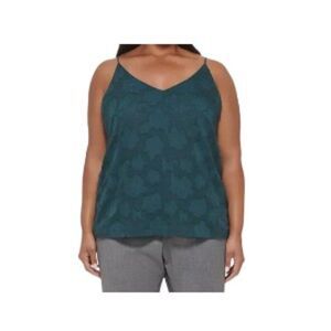 Calvin Klein Plus Size Floral Jacquard Camisole Top in Forest Green 2X NWT